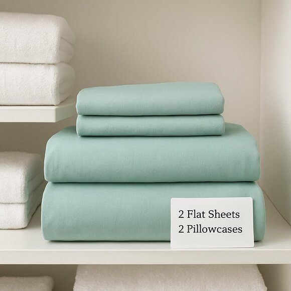 Full Sheet Set 54x75 Seafoam 200 Percale Sealed USA Dan River Slightly Irregular - Picture 1 of 7